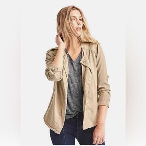 Gap Women's Tencel Moto Jacket, 100% Tencel, Khaki, Size Medium